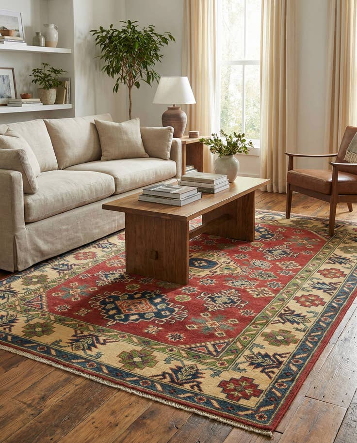 Detail image of 4' x 5' 10 Hand Knotted Kazak Rug