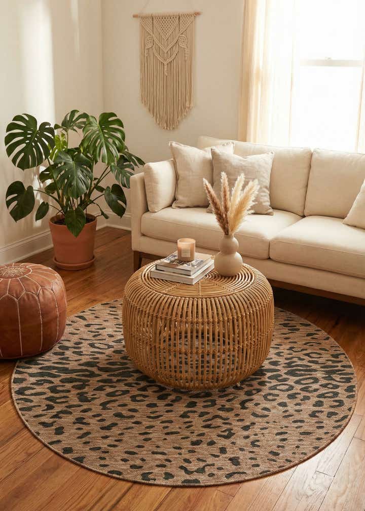 6' x 6' Easy-Clean Safari Indoor / Outdoor Round Rug