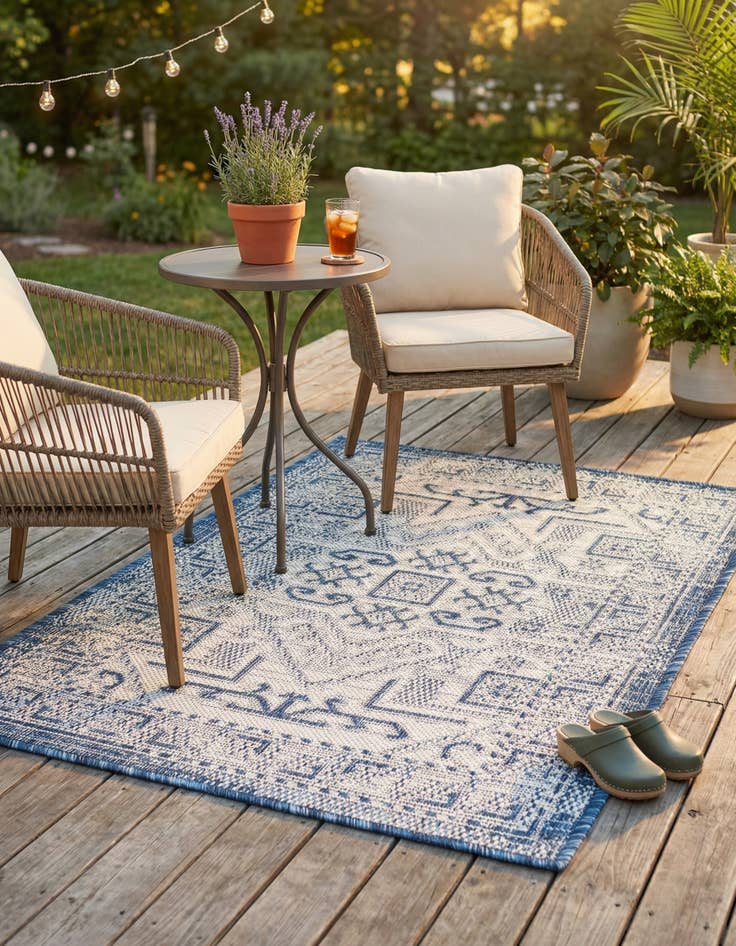 Detail image of 2' x 3'  Washable Aztec Indoor / Outdoor Rug