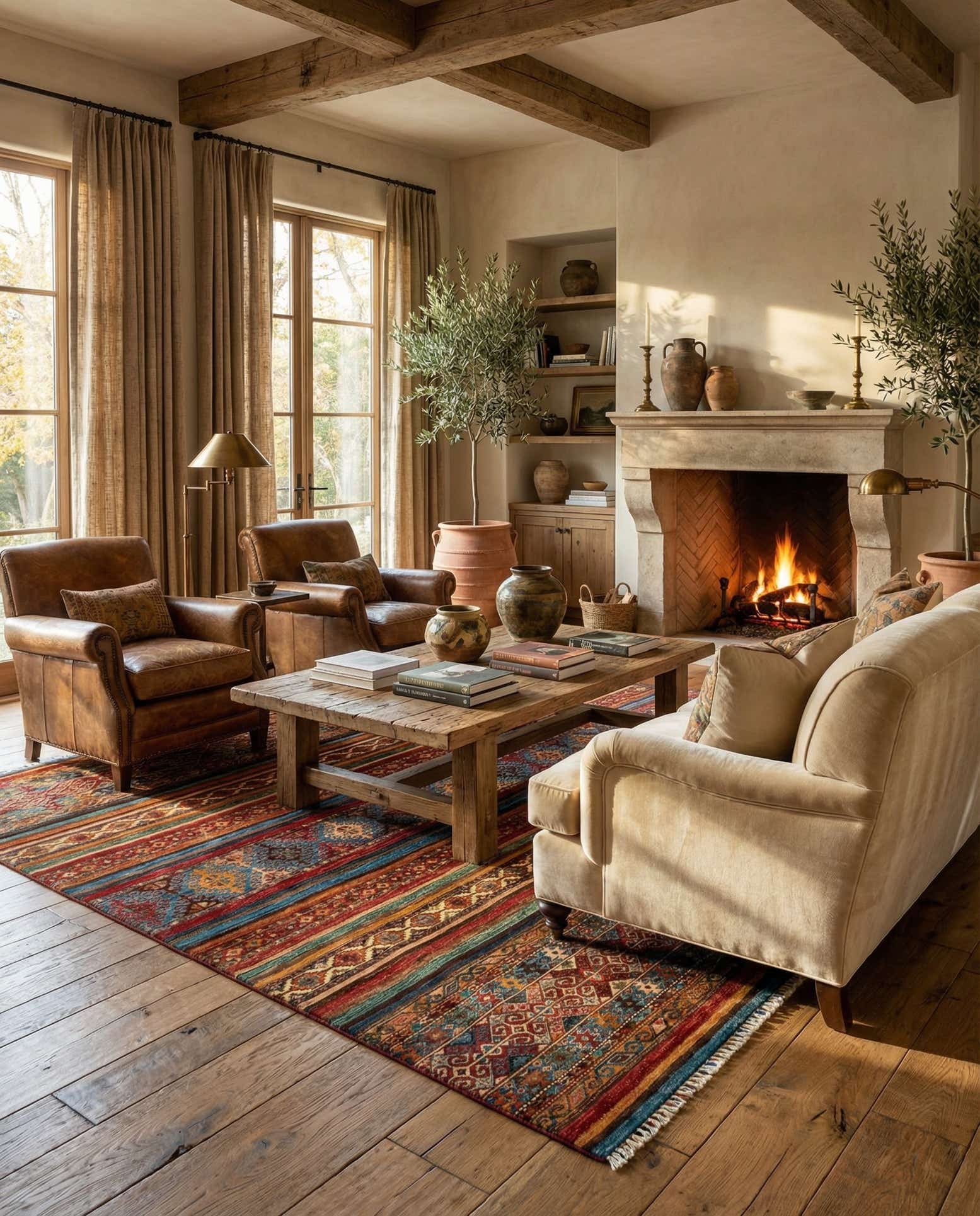 5' 8 x 8' Torkman Wool Rug