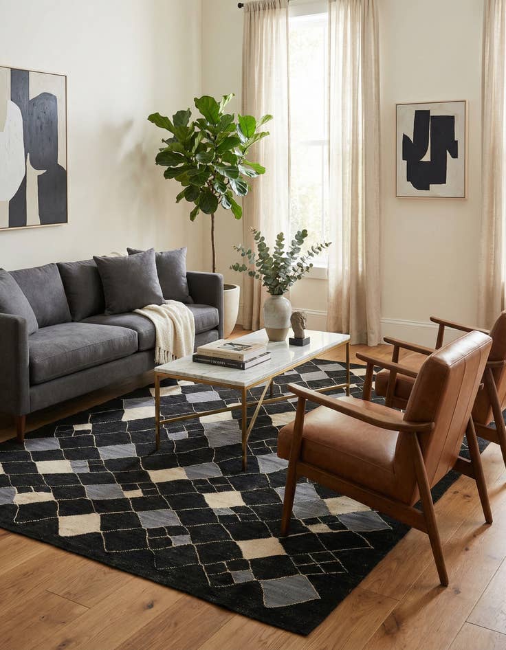 Detail image of 6' x 7' 10  Hand Woven Kilim Modern Wool Rug