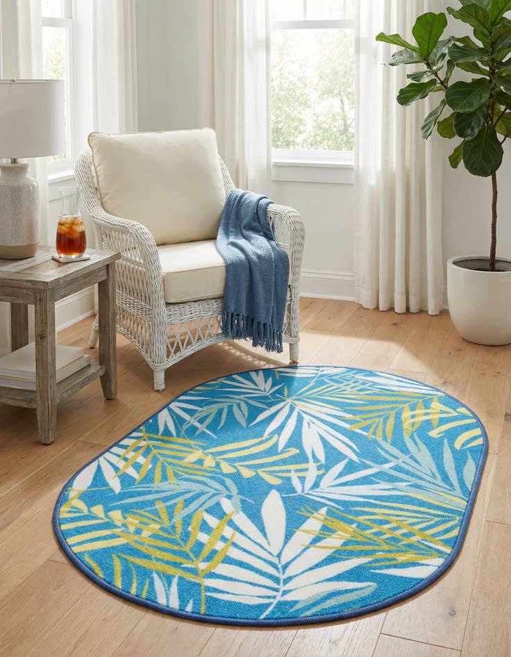 Detail image of 2' x 3' 1  Washable Jill Zarin Caribbean Indoor / Outdoor Oval Rug