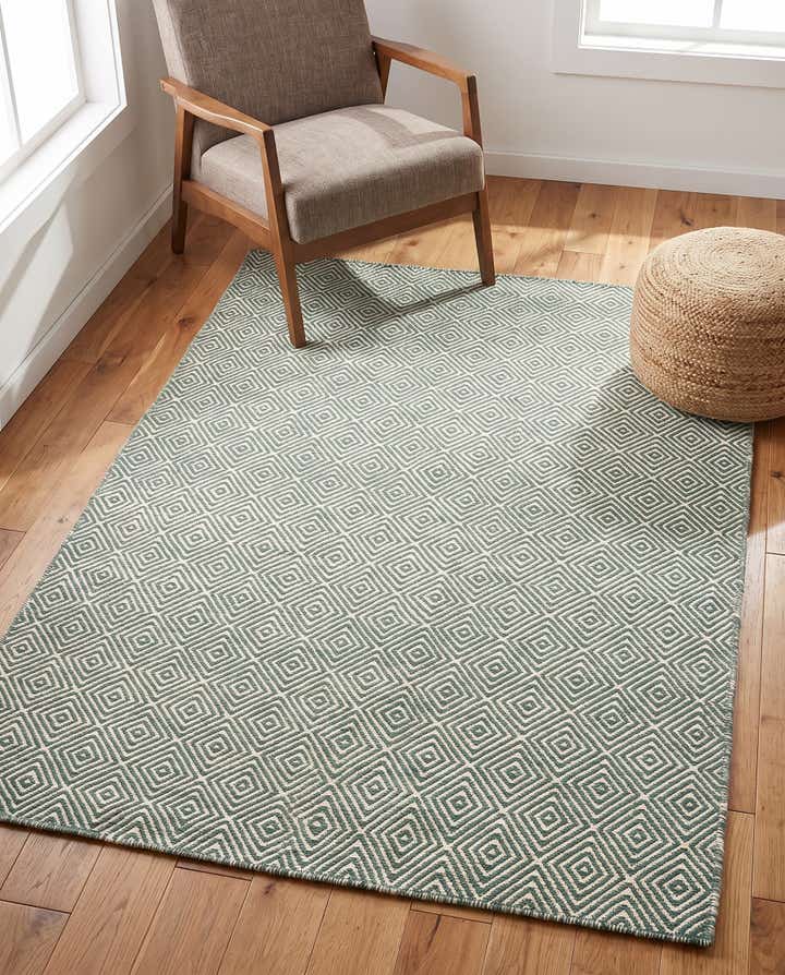4' 1 x 6' 1 Hand Woven Geo Trellis Flatweave Rug