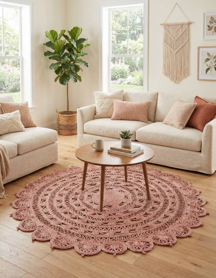 Detail image of  6' 1 x 6' 1  Hand Braided Jute Round Rug