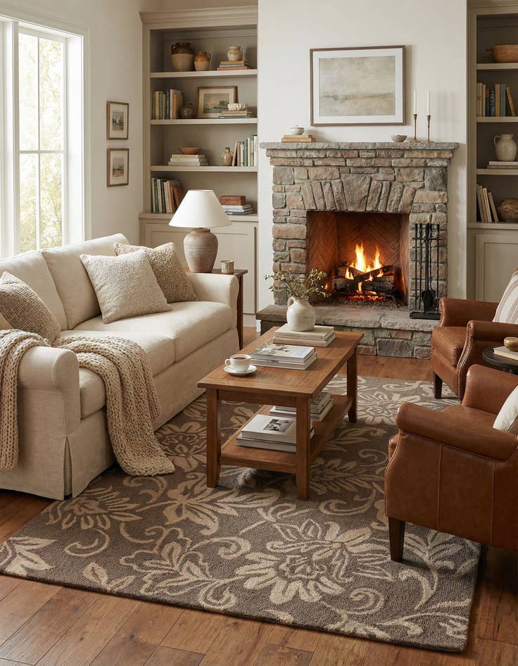 Detail image of 5' x 7' 10 Agra Wool Rug