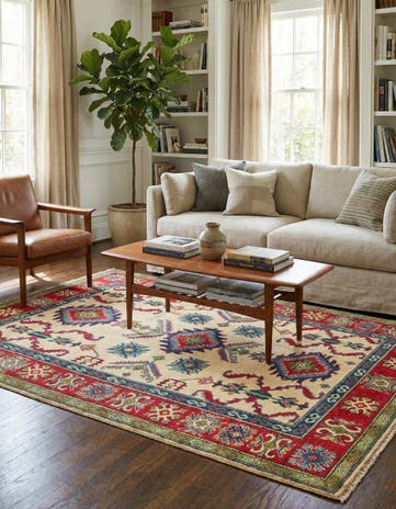 5' 1 x 6' 9 Hand Knotted Kazak Rug