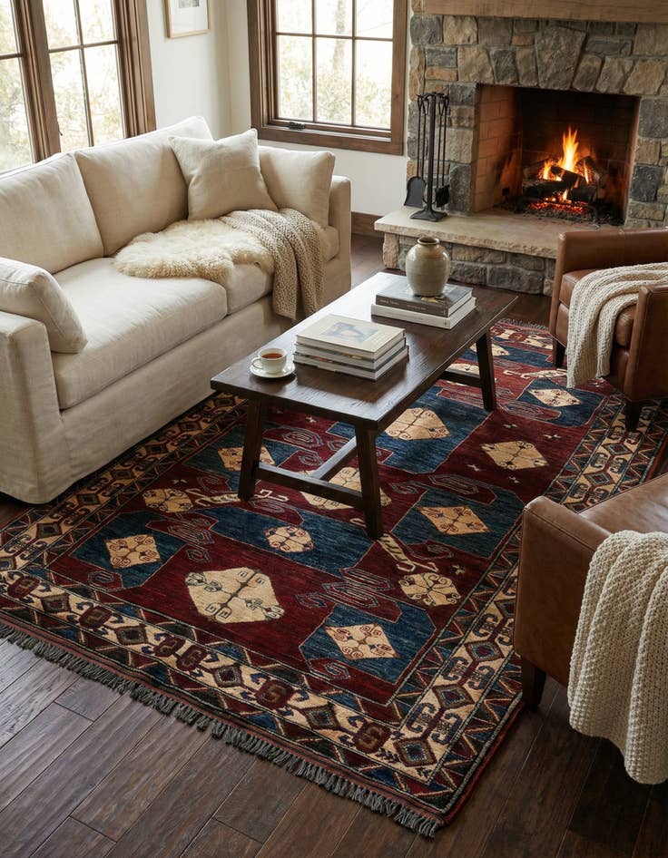 Detail image of 5' x 7' 5  Hand Knotted Kazak Wool Rug