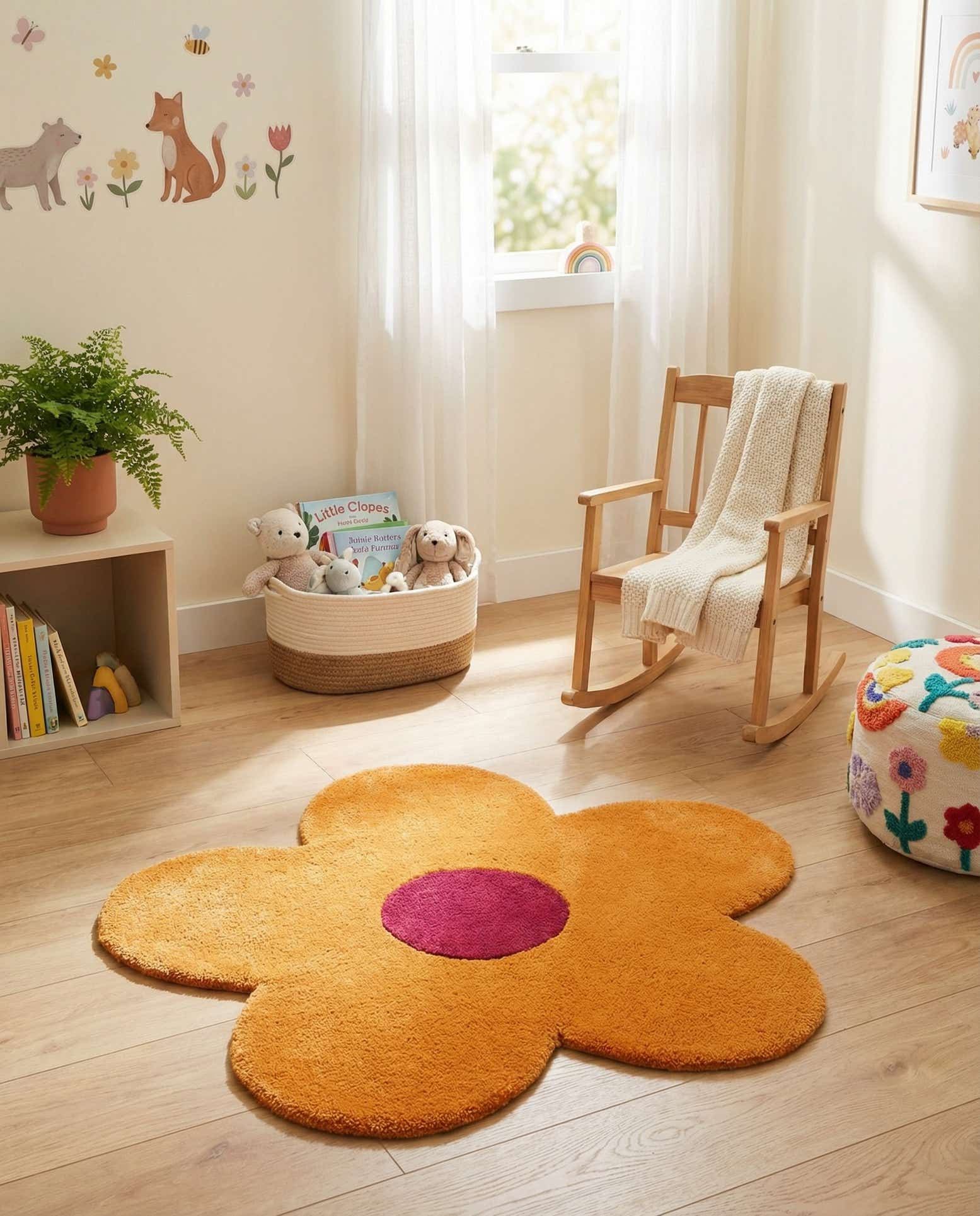 2' 2 x 2' 2 Happy Rugs Funky Flower Wool Round
