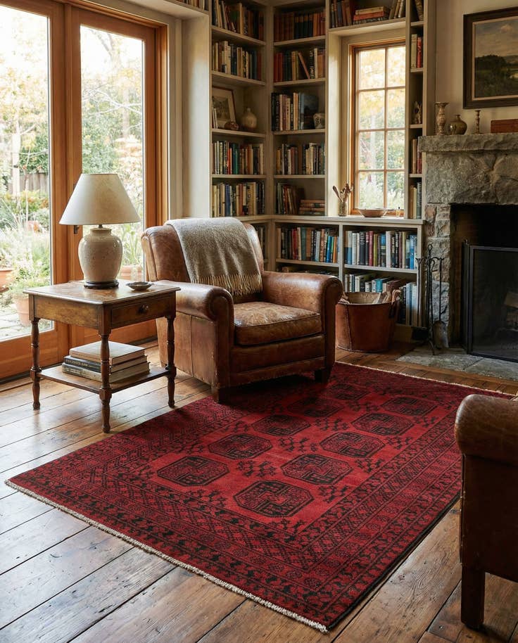 Detail image of 5' x 6' 6 Hand Knotted Afghan Akhche Wool Rug