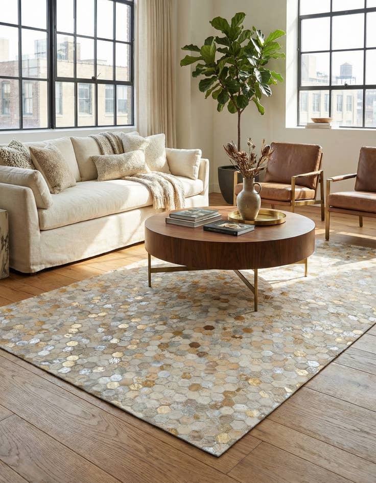 Detail image of 5' 2 x 8' 1 Cowhide - Patchwork Rug