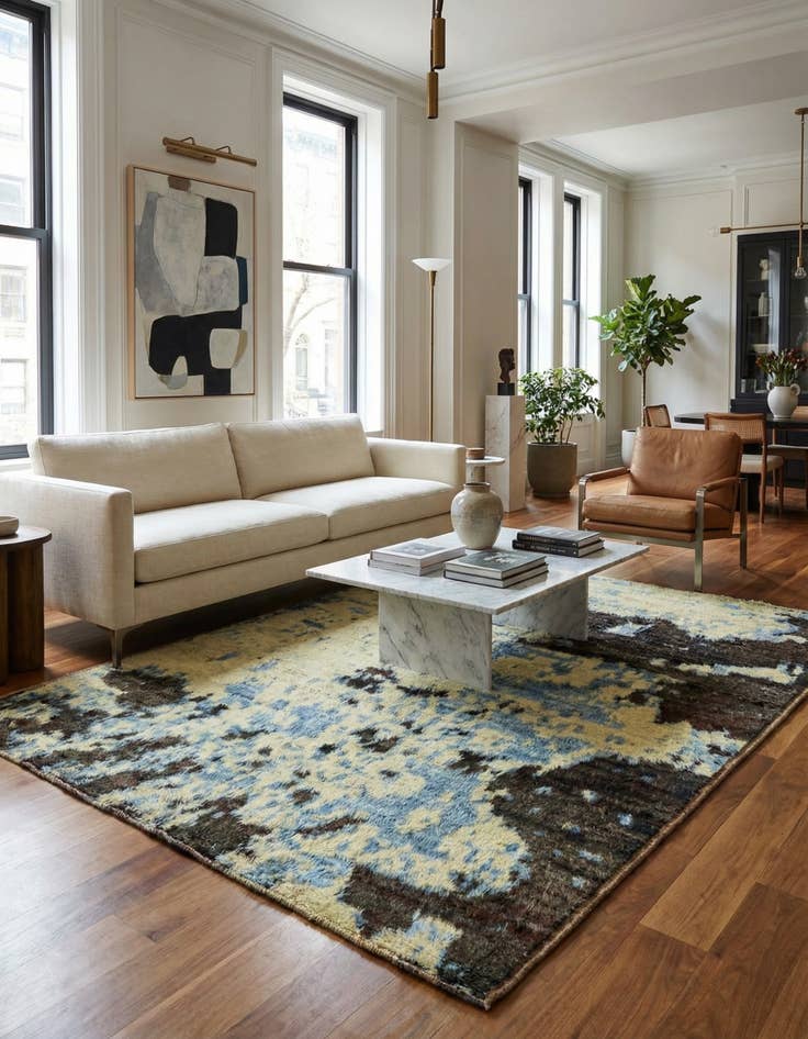 Detail image of 4' 10 x 6'  Hand Knotted Darya Wool Rug