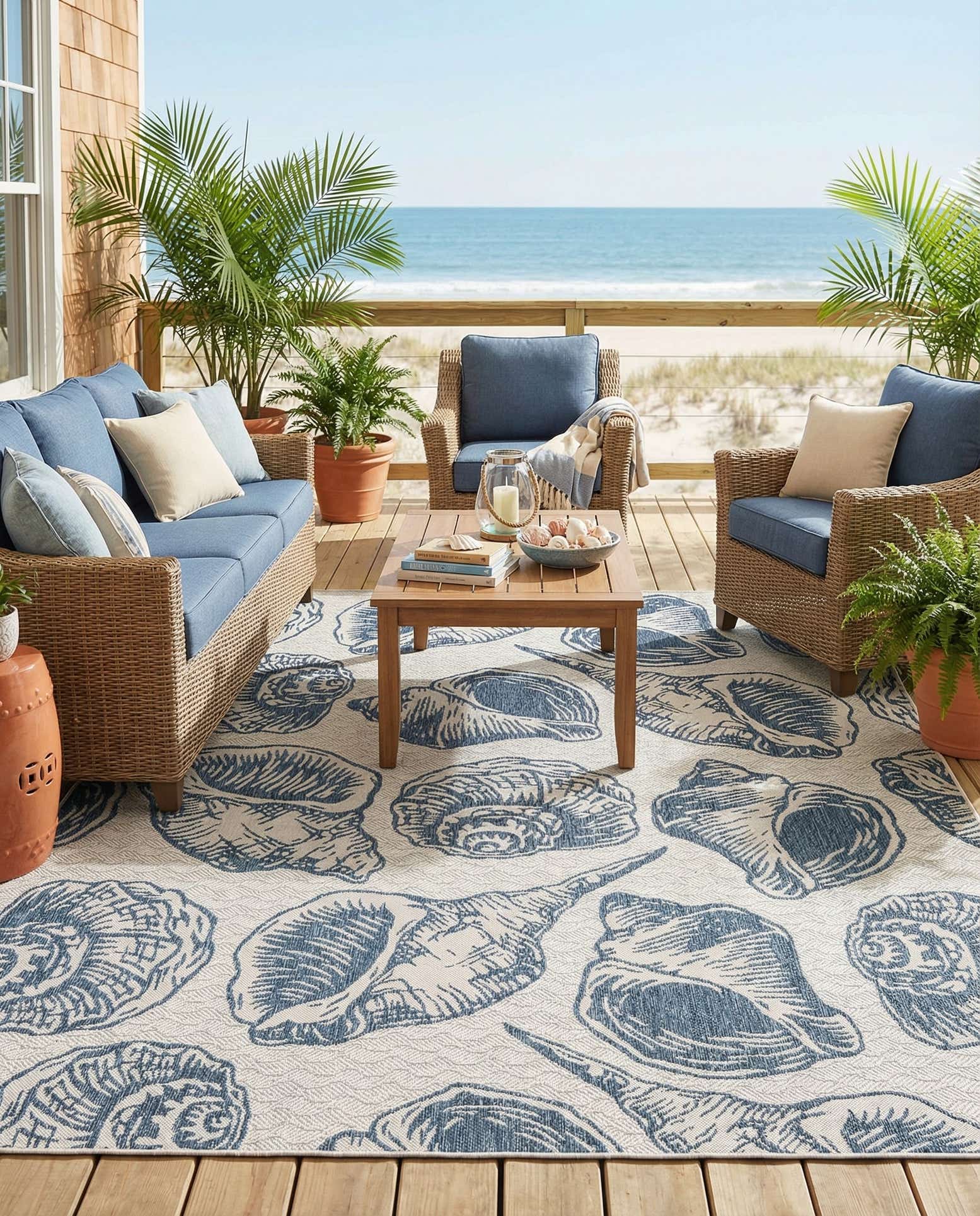 7' 10 x 10' Easy-Clean Coastal Indoor / Outdoor Rug