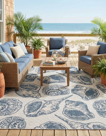 7' 10 x 10' Easy-Clean Coastal Indoor / Outdoor Rug