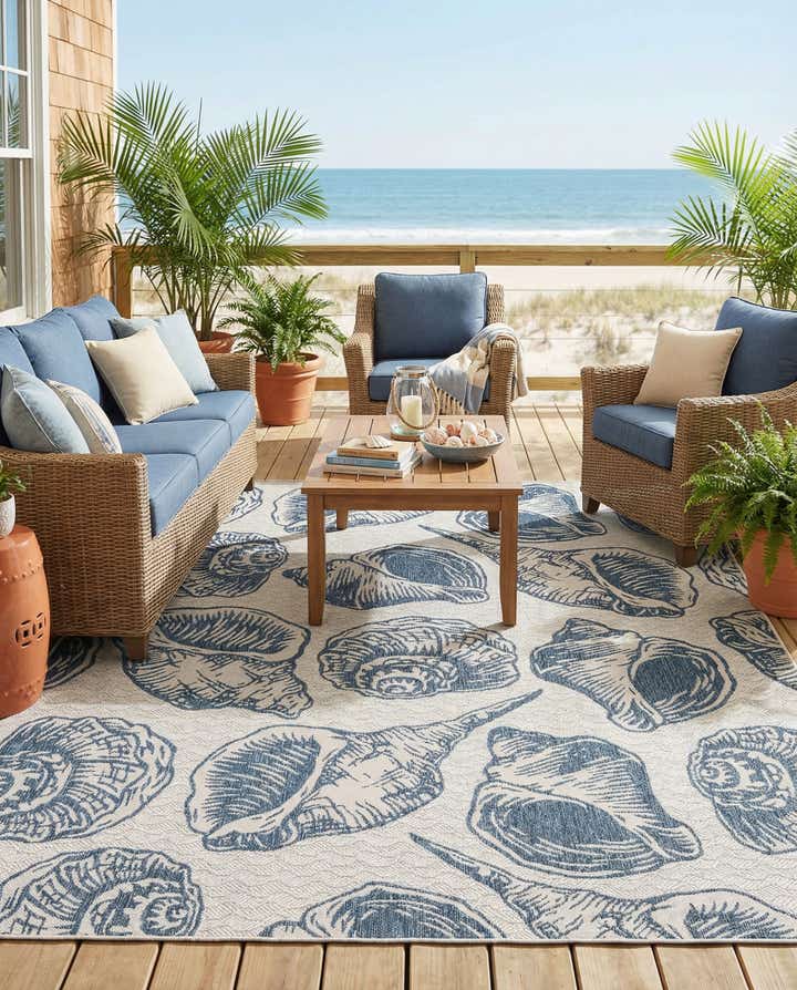 7' 10 x 10' Easy-Clean Coastal Indoor / Outdoor Rug