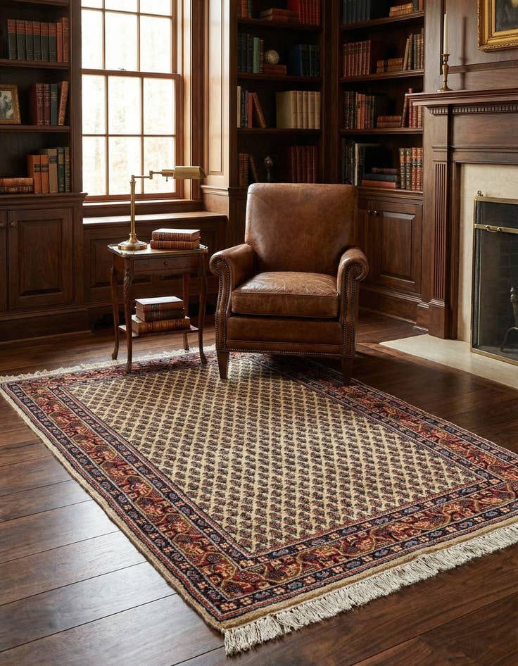 Detail image of 3' 5 x 5' 5  Hand Knotted Mir Wool Rug