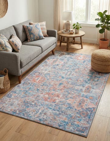 Blue Washable Timeless Rug