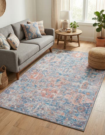 Blue Washable Timeless Rug