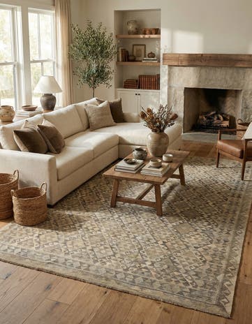 6' 8 x 9' 8 Hand Woven Kilim Maymana Wool Rug