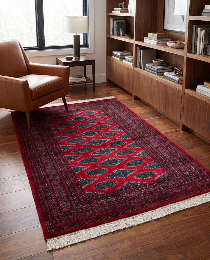 4' 1 x 6' 1 Hand Knotted Bokhara Wool Rug