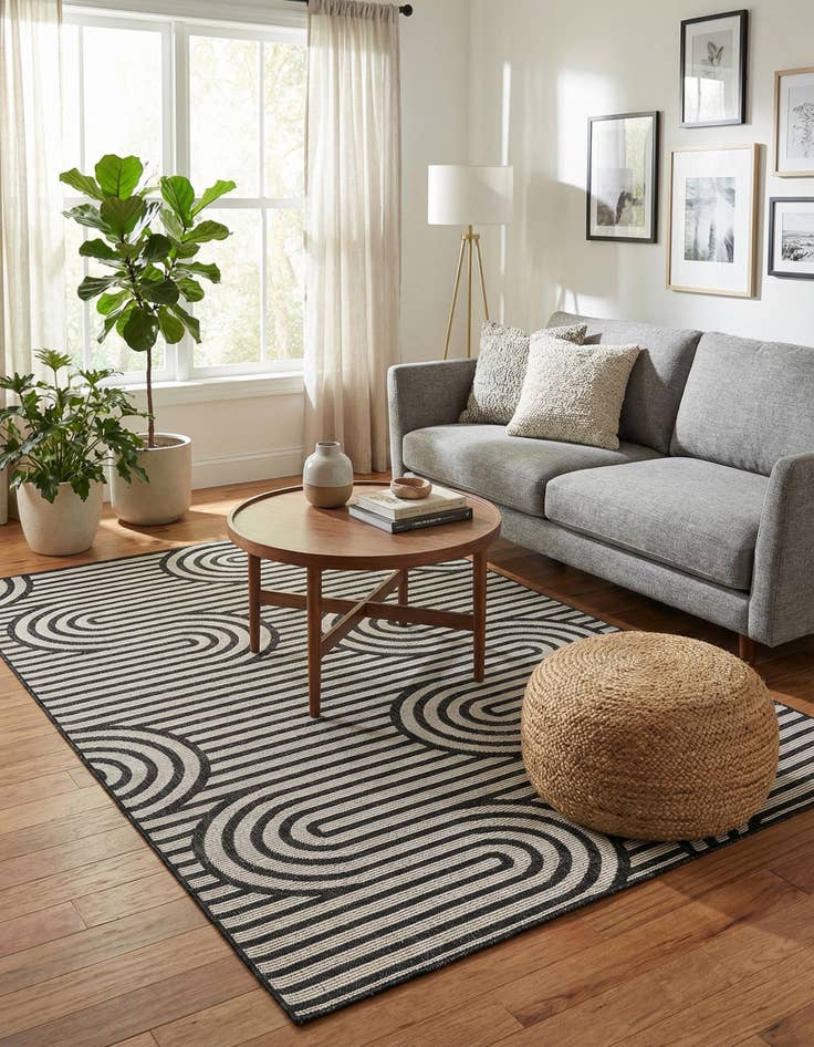 Detail image of 5' 3 x 8'  Washable Modern Indoor / Outdoor Rug