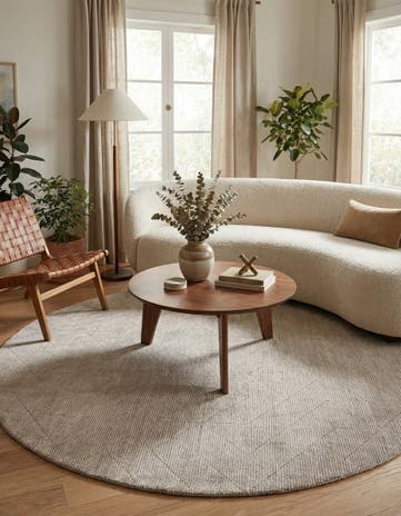 Steel gray WoolCraft Geometric Round Rug