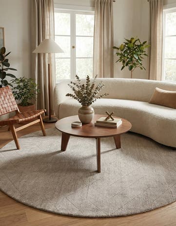 Steel gray WoolCraft Geometric Round Rug