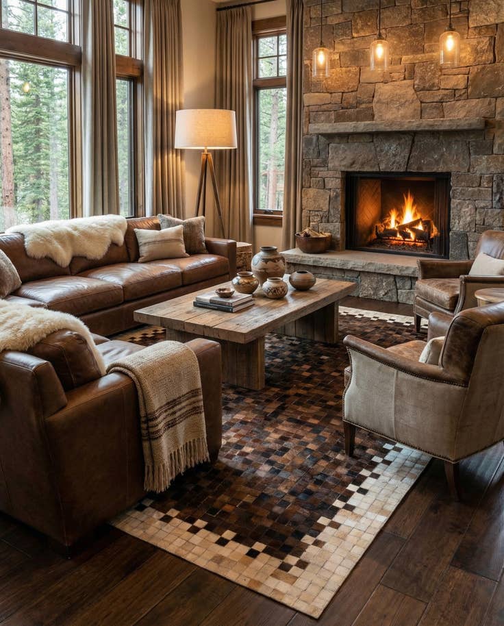 Detail image of 5' x 7' 11 Cowhide Stocks Rug