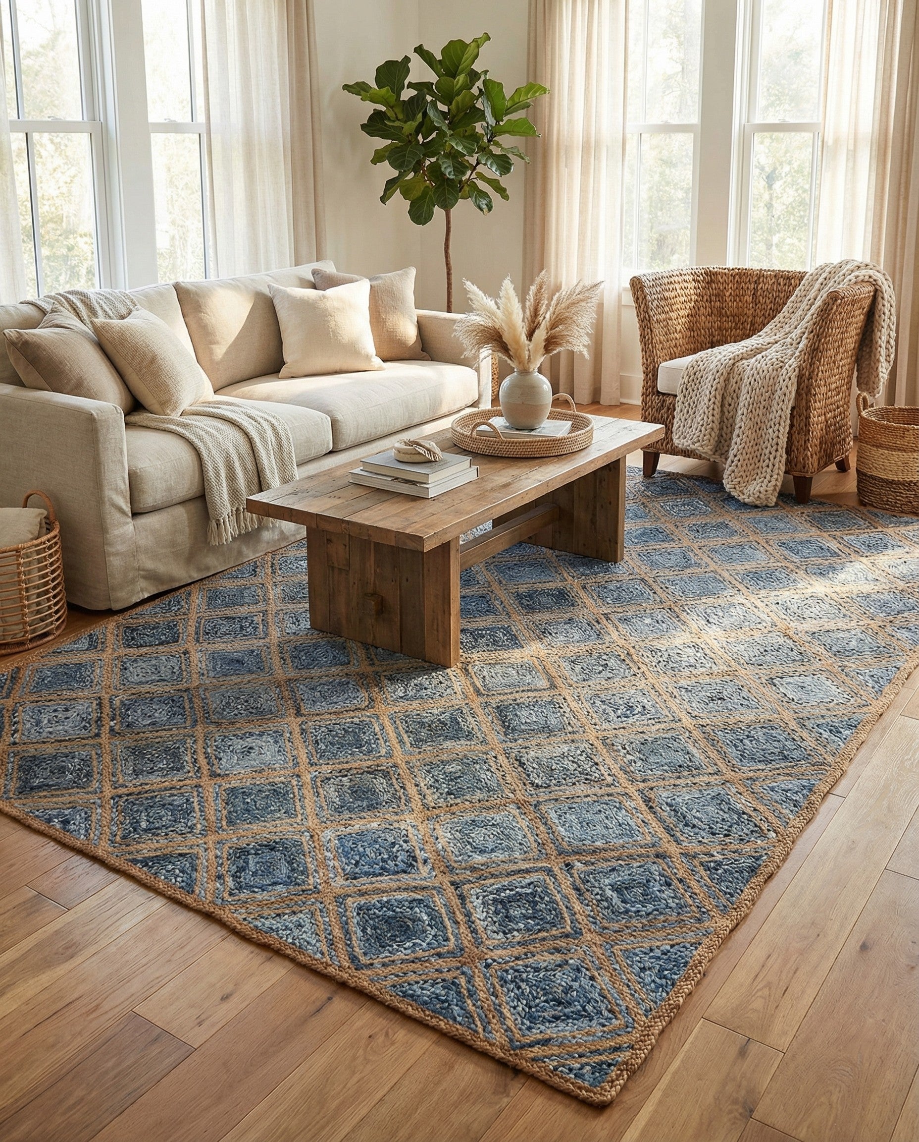  9' x 12' 2  Hand Braided Jute Rug