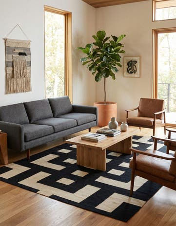 6' 9 x 9' 7 Hand Woven Kilim Modern Wool Rug