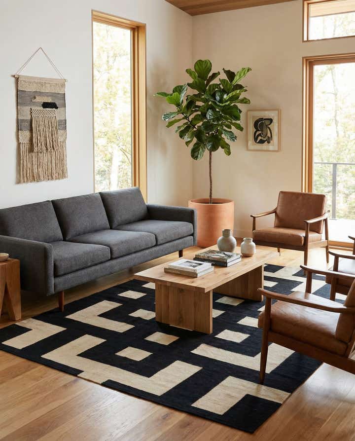 6' 9 x 9' 7 Hand Woven Kilim Modern Wool Rug