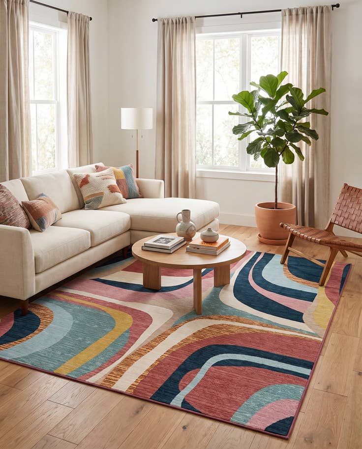 Detail image of 7' 10 x 10' Easy-Clean Modern Indoor / Outdoor Rug