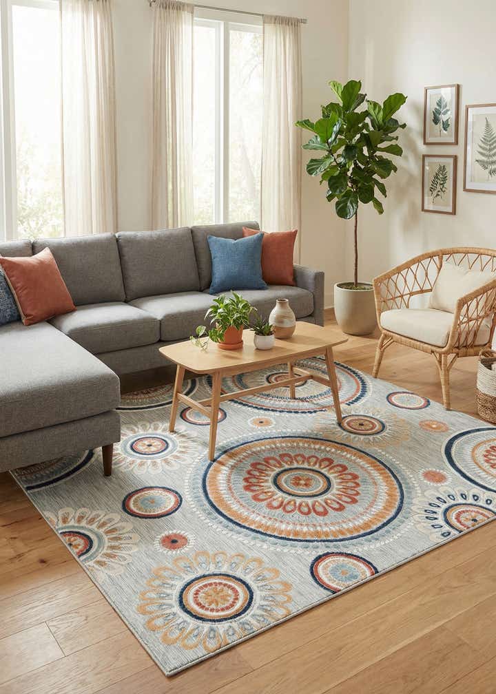 8' 2 x 10' Easy-Clean Botanical Indoor / Outdoor Rug