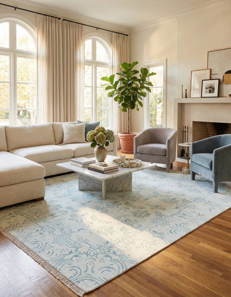 Detail image of 6' 7 x 9' 11  Hand Knotted Darya Wool Rug