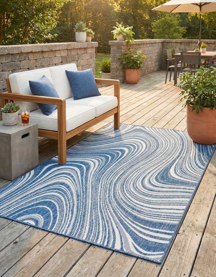 Detail image of 4' x 6' Easy-Clean Modern Indoor / Outdoor Rug