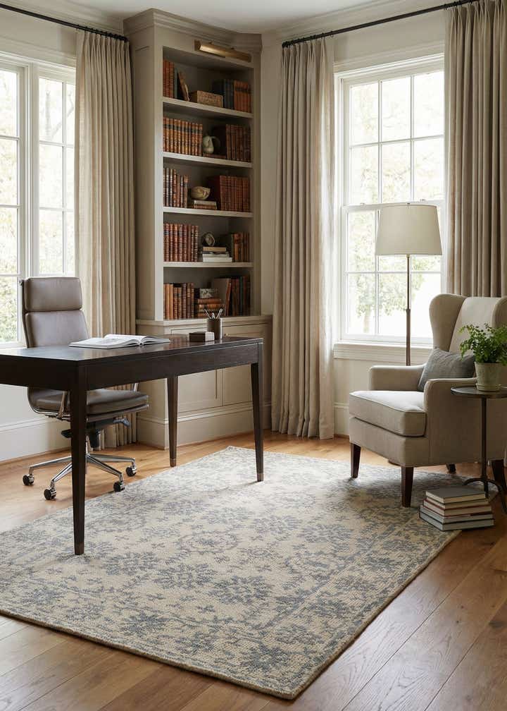 4' 9 x 6' 10 Hand Knotted Luna Wool Rug