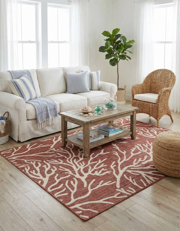 Detail image of 4' x 6'  Washable Coastal Indoor / Outdoor Rug