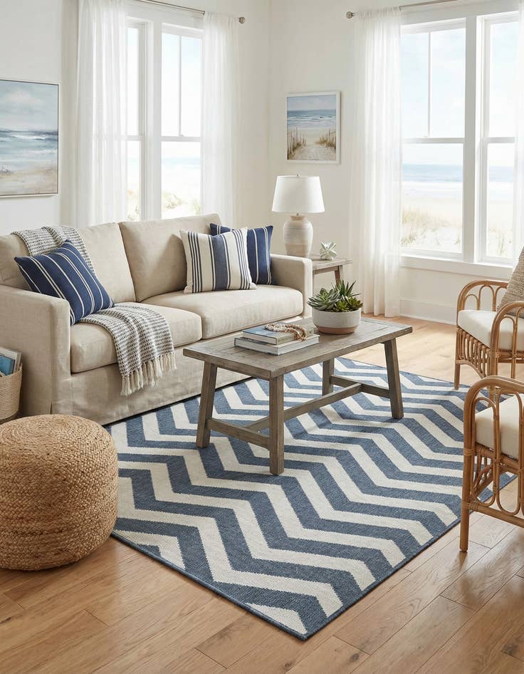 Detail image of 4' x 6'  Washable Coastal Indoor / Outdoor Rug