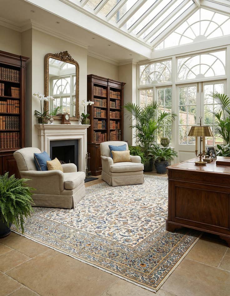 Detail image of  9' 5 x 12' 10 Kashan Wool Rug