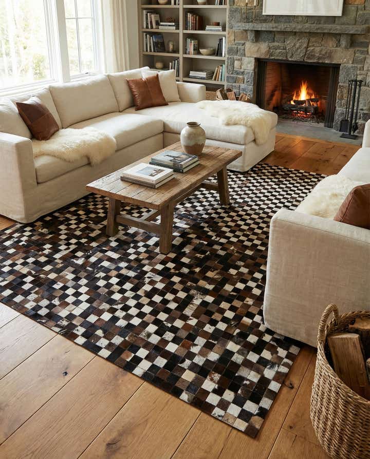 8' 1 x 10' Cowhide Leather Rug