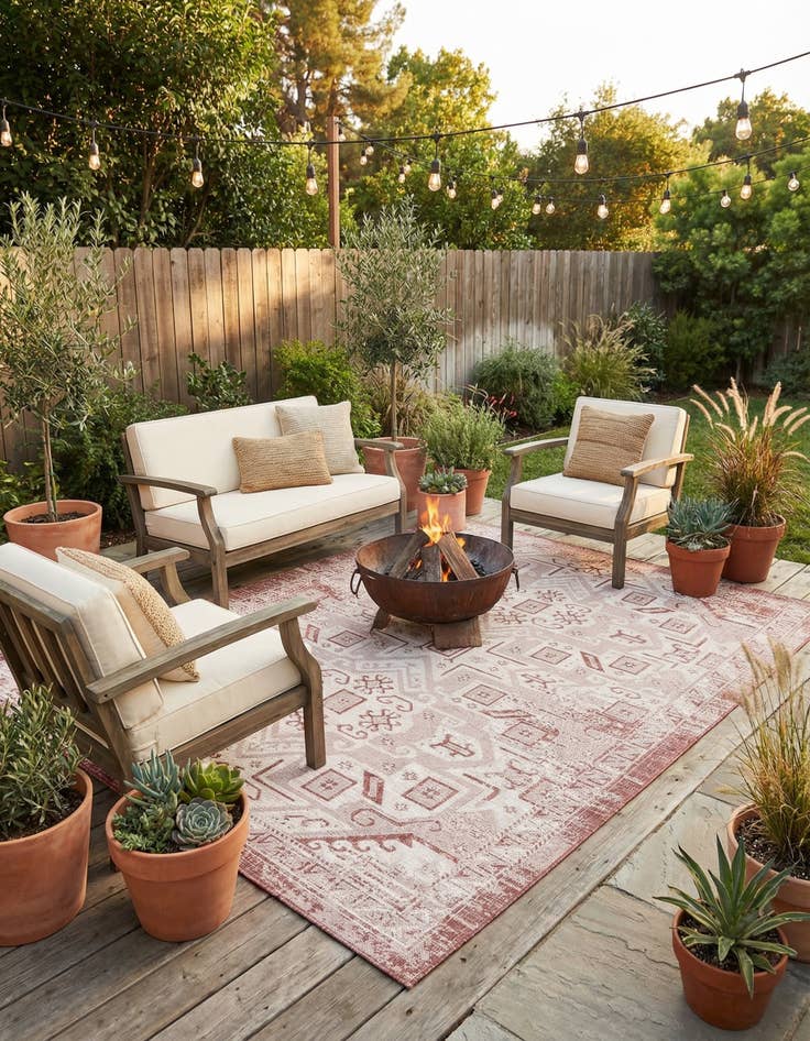 Detail image of  7' x 10'  Washable Aztec Indoor / Outdoor Rug