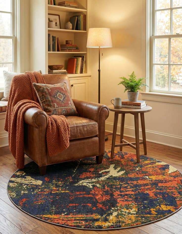 Detail image of 5' 3 x 5' 3  Washable Haerfest Round Rug