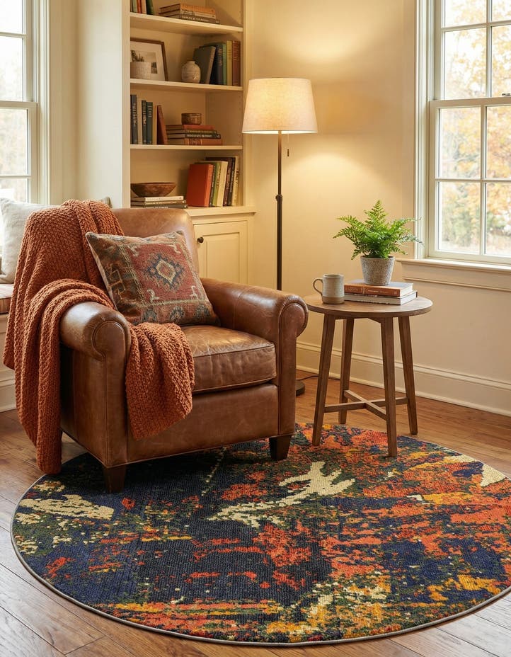 5' 3 x 5' 3 Washable Haerfest Round Rug