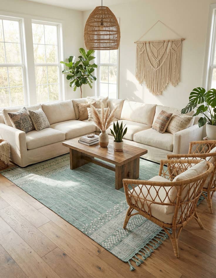 Detail image of 9' x 12'  Washable Eco Bohemian Indoor / Outdoor Rug