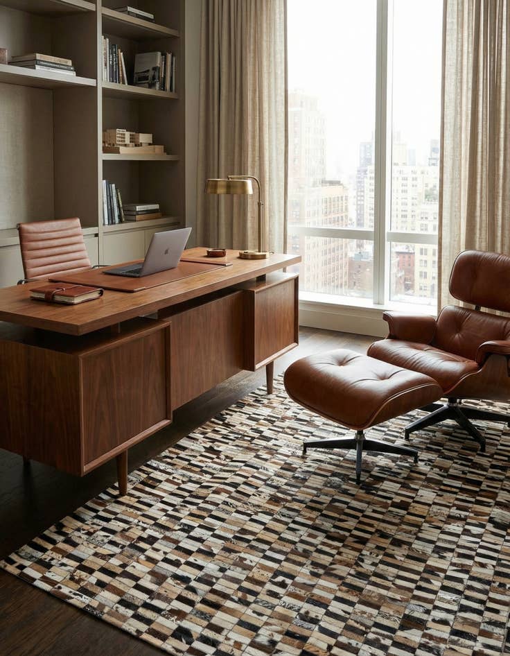 Detail image of 5' 3 x 8' Cowhide - Patchwork Rug