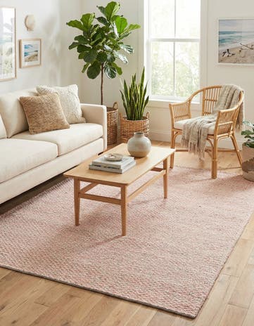 Pink and Gray Hand Woven Seaside Pearl Jute Rug