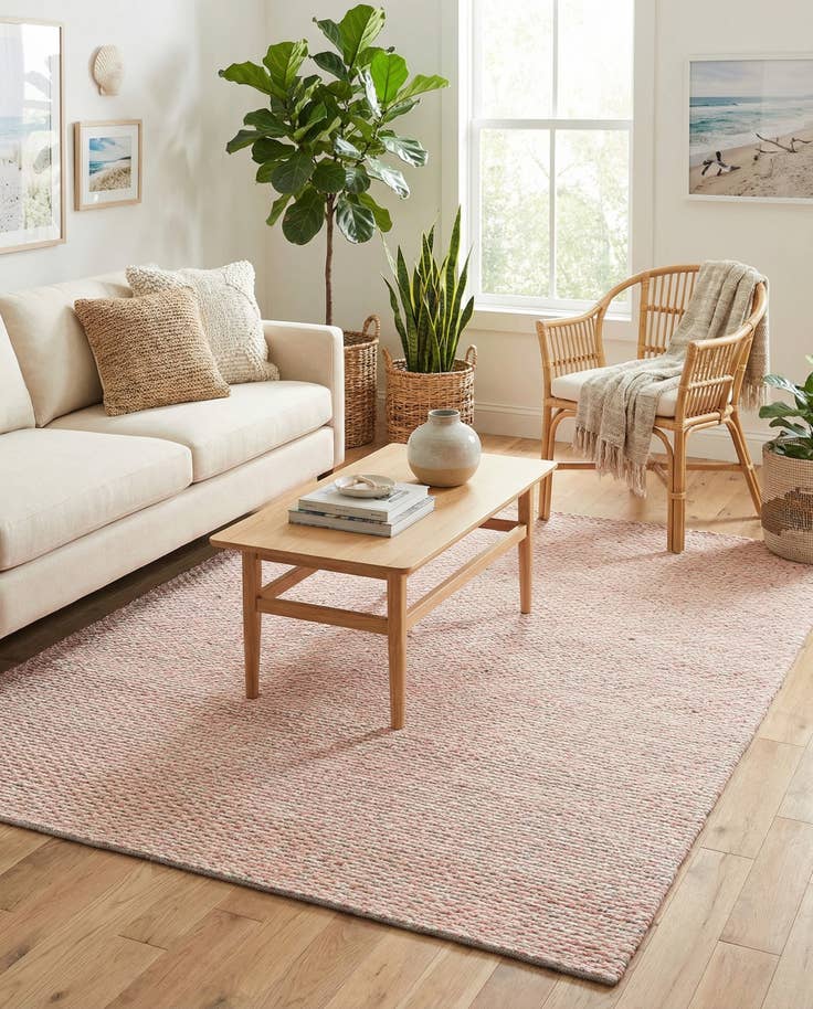 Detail image of 5' 1 x 8' Hand Woven Seaside Pearl Jute Rug