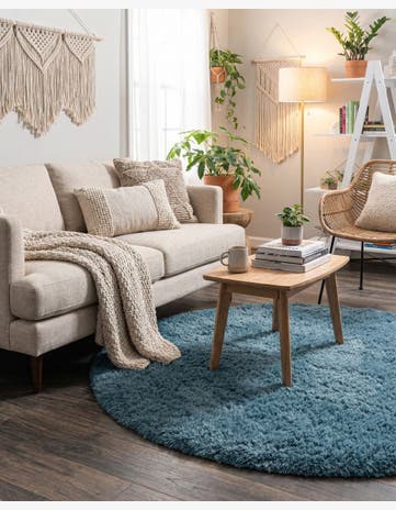 Aegean Blue Infinity Shag Round Rug