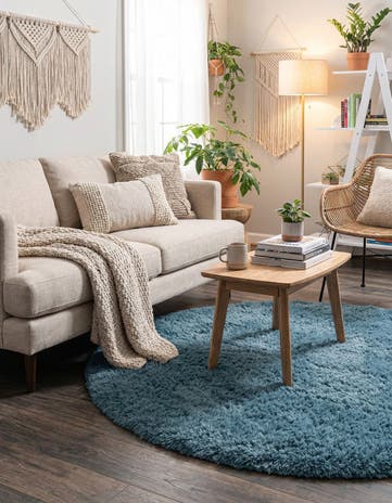 Aegean Blue Infinity Shag Round Rug