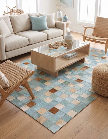 4' 10 x 6' 8 Cowhide Leather Rug