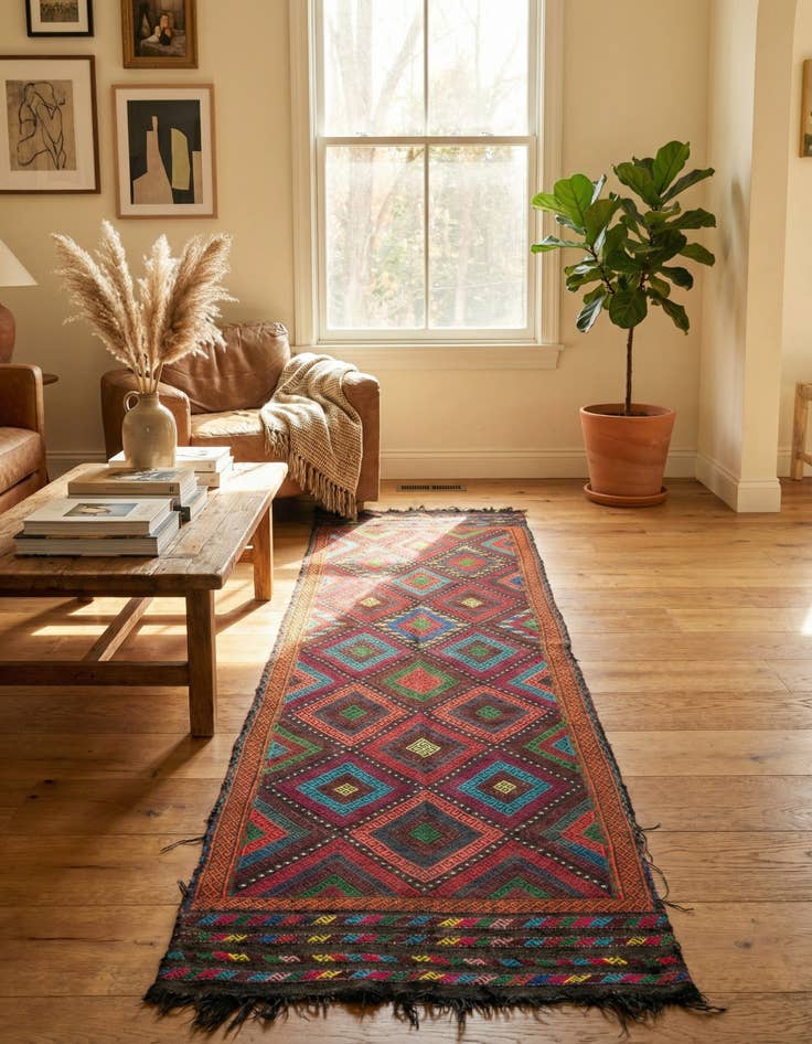 Detail image of  2' 1 x 8' 1  Hand Knotted Kilim Fars Persian Wool Runner Rug